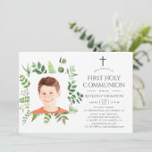 Invitation Forêt à l'aquarelle Première Sainte Communion (Debout devant)
