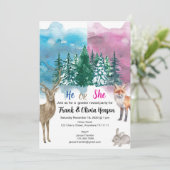 Invitation Forêt animale d'hiver Wonderland Genre Revela (Debout devant)