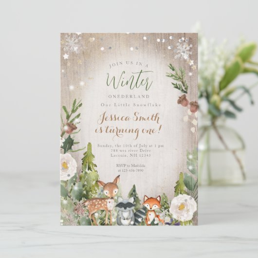 Invitation Forêt animale Forêt rustique Onederland 1er annive (Debout devant)