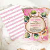 Invitation Forêt Animaux Aquarelle rose bébé fille Douche