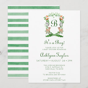 Invitation Forêt Animaux Crest C'est un Baby shower garçon