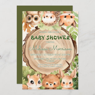 Invitation Forêt Animaux Nature Bois Bébé Garçon Douche
