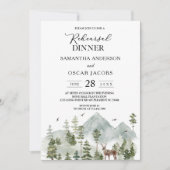 Invitation Forêt Aquarelle | Arbres et Cerfs  (Devant)