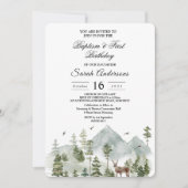 Invitation Forêt Aquarelle | Arbres et Cerfs | (Devant)