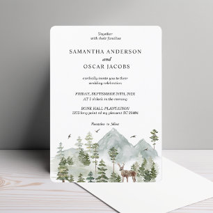 Invitation Forêt Aquarelle   Arbres et Cerfs 