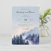 Invitation Forêt aquarelle bleue tranquille (Debout devant)