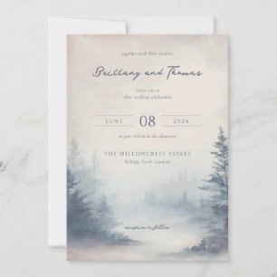 Invitation Forêt aquarelle pastel tranquille