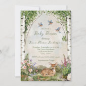 Invitation Forêt aux Cerfs et Faon Shower Bébé Mixte (Devant)