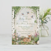 Invitation Forêt aux Cerfs et Faon Shower Bébé Mixte (Debout devant)