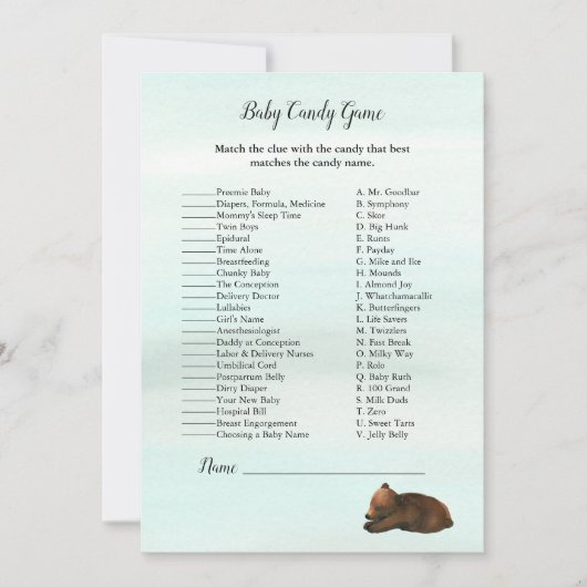 Invitation Forêt Aventure Bébé Candy Bears Jeu (Devant)