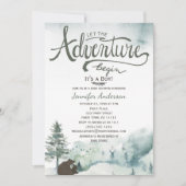 Invitation Forêt Aventure Boy Pays Ours Cerf Baby shower (Devant)