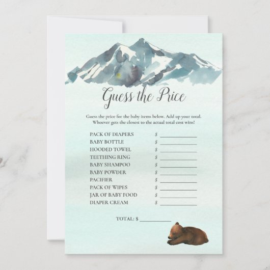 Invitation Forêt Aventure Devinez le prix ours jeu (Devant)