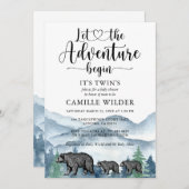 Invitation Forêt Aventure Montagnes Ours Baby shower (Devant / Derrière)