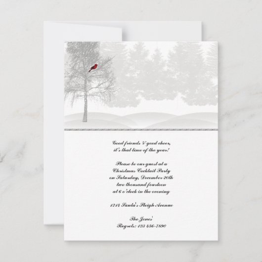 Invitation Forêt blanche neigeuse au cardinal rouge (Devant)