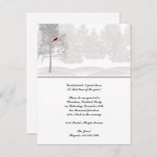 Invitation Forêt blanche neigeuse au cardinal rouge (Devant / Derrière)