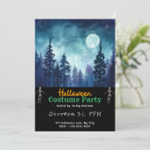 Invitation Forêt bleue Pleine lune Halloween noir (Debout devant)