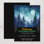 Invitation Forêt bleue Pleine lune Halloween noir (Devant / Derrière)