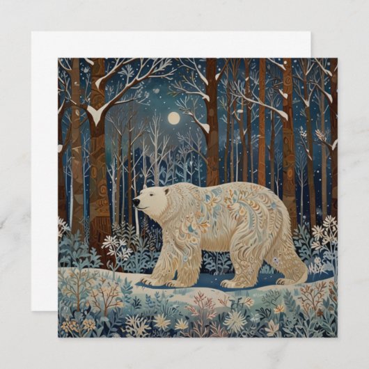 Invitation Forêt bohème d'hiver de l'ours blanc rétro (Devant / Derrière)