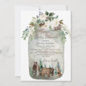 Invitation Forêt Bois Animaux Baby shower Mason Jar (Devant)