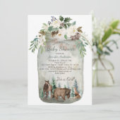 Invitation Forêt Bois Animaux Baby shower Mason Jar (Debout devant)