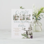 Invitation Forêt Bois Aquarelle Sauvage Une fête d'anniversai (Debout devant)