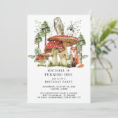 Invitation Forêt Bois Boy Premier anniversaire (Debout devant)