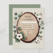 Invitation Forêt Bois Eucalyptus Coton Mariage rustique RSVP (Devant / Derrière)