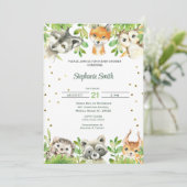 Invitation Forêt Bois Végétation Animaux sauvages Baby shower (Debout devant)