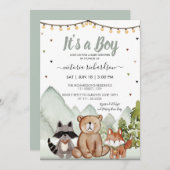 Invitation Forêt boisée Animaux C'est un garçon rustique (Devant / Derrière)