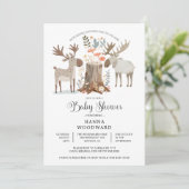 Invitation Forêt boisée Animaux Jumeaux Baby shower (Debout devant)
