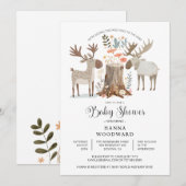 Invitation Forêt boisée Animaux Jumeaux Baby shower (Devant / Derrière)