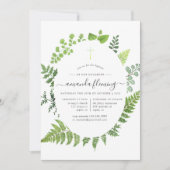 Invitation Forêt boisée de verdure baptême ou Christening (Devant)