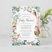 Invitation Forêt boisée enchantée Baby shower neutre mignon (Debout devant)