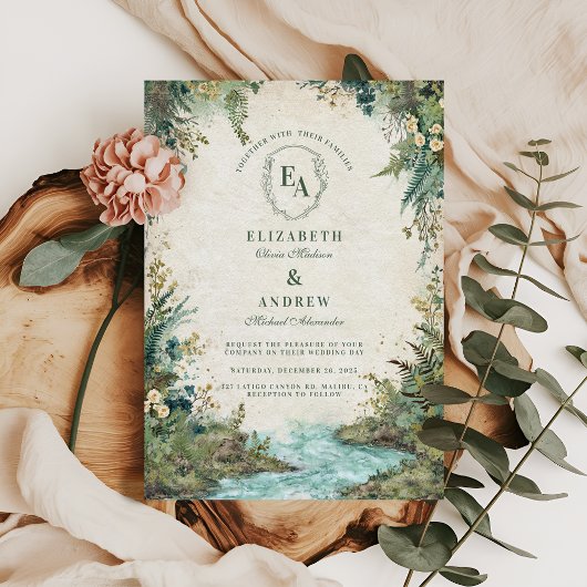 Invitation Forêt boisée enchantée Mariage rustique