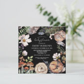 Invitation Forêt boisée mignonne Animaux Baby shower noir (Debout devant)