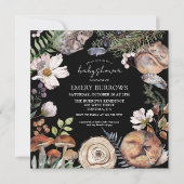 Invitation Forêt boisée mignonne Animaux Baby shower noir (Devant)