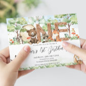 Invitation Forêt boisée mignonne Animaux Bois 1er anniversair