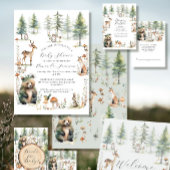 Invitation Forêt boisée mignonne Animaux Ours Baby shower de
