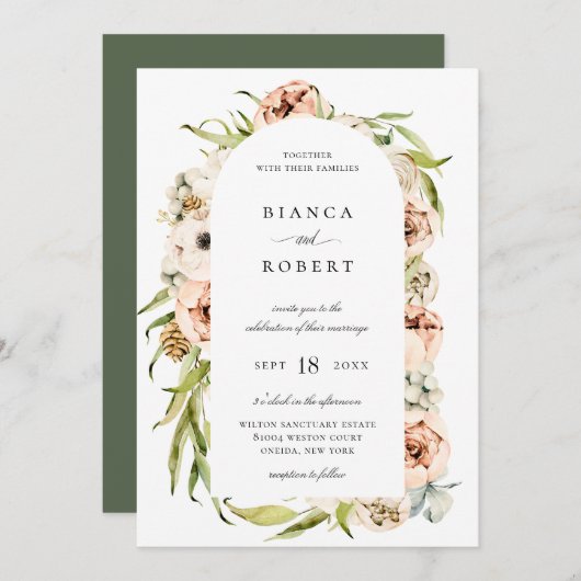 Invitation Forêt Botanique Arc Floral Mariage Invitat (Devant / Derrière)