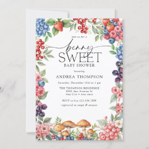 Invitation Forêt botanique   Berry Sweet Baby shower