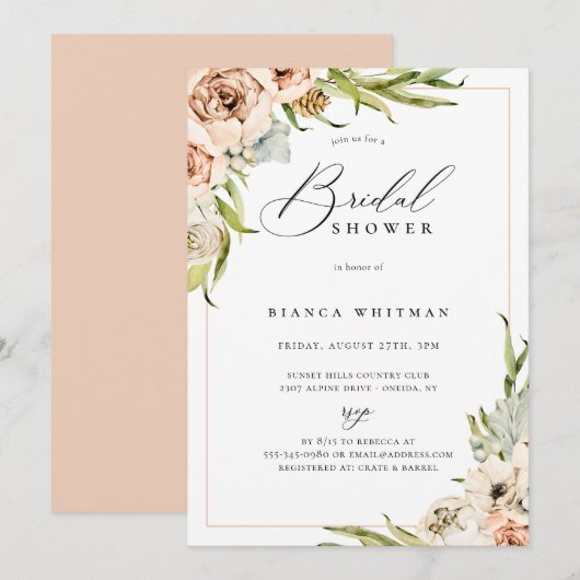 Invitation Forêt botanique Fête des mariées florale (Devant / Derrière)