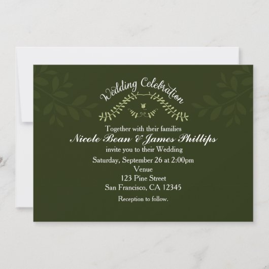 Invitation Forêt botanique verte Mariage rustique Tout événem (Devant)