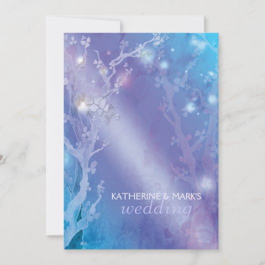 Invitation Forêt céleste Mariage bleu chatoyant (Devant)