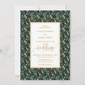 Invitation Forêt classique Green Gold Foliage mariage invite (Devant)