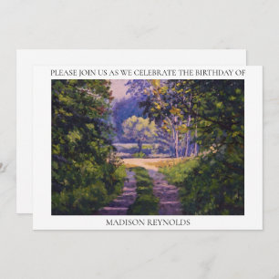 Invitation Forêt colorée Bleu clair violet vert jaune