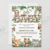 Invitation Forêt Cute Animaux Végétation Oh Baby shower (Devant)