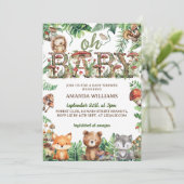 Invitation Forêt Cute Animaux Végétation Oh Baby shower (Debout devant)