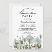 Invitation Forêt d'aquarelle | Arbres Et Cerfs | (Devant)