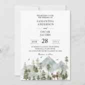 Invitation Forêt d'aquarelle | Arbres Et Cerfs | (Devant)