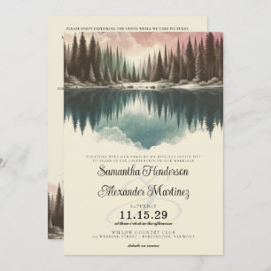 Invitation Forêt d'aquarelle avec détails Mariage